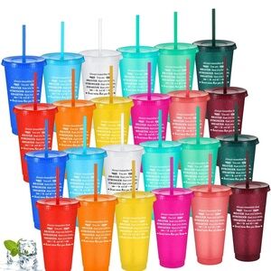 21 Inspirational Plastic Tumblers. Multi-colored